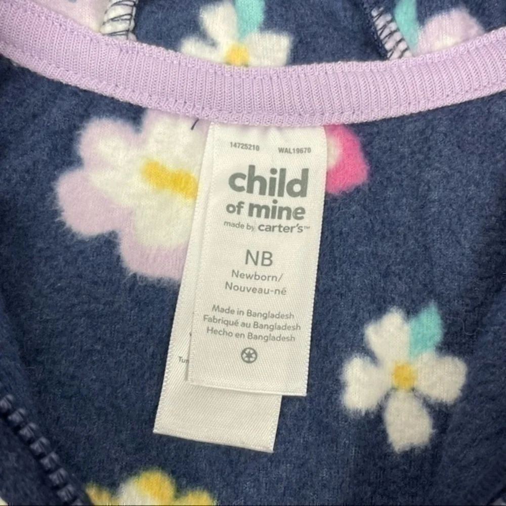 Carter’s Hoodie Jacket | Baby NB Newborn | Blue - Floral Print